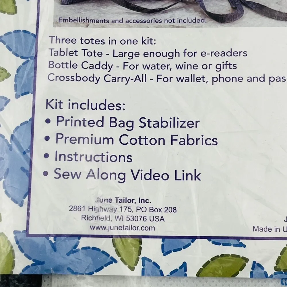 June Tailor Tote Trio Sewing Kit Gray Red Tablet‎ Bottle Caddy Crossbody JT-1634